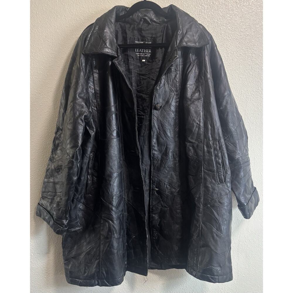 Maxam Leather Jacket Mens 2X Black Lamb Skin Italian Mosaic Restore Or Repurpose